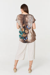 Printed Cap Sleeve Relaxed T-Shirt