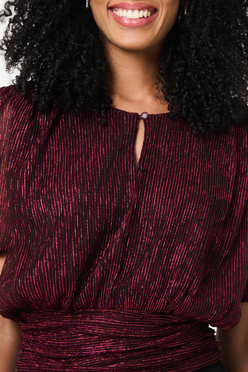 Glitter Mesh Ruched Semi Sheer Crop Top