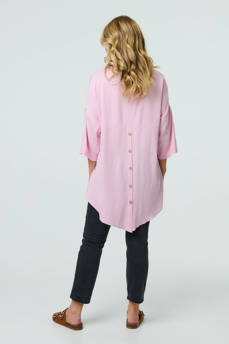 Relaxed High Low 3/4 Sleeve Shirt