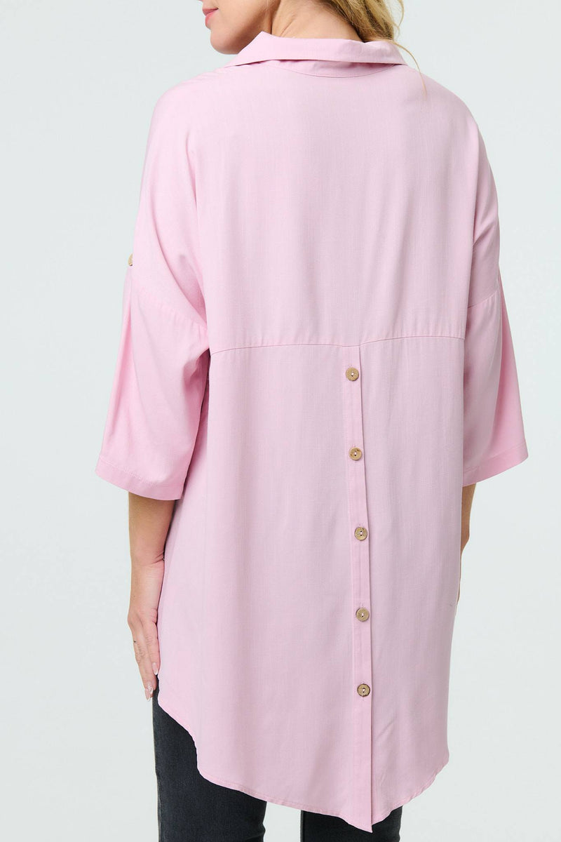 Relaxed High Low 3/4 Sleeve Shirt
