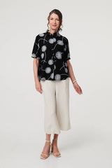 Printed 1/2 Sleeve Button-Up Shirt