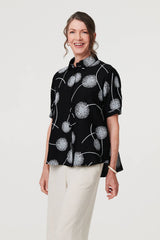 Printed 1/2 Sleeve Button-Up Shirt