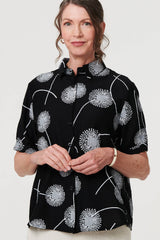 Printed 1/2 Sleeve Button-Up Shirt