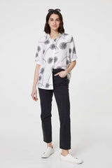 Printed 1/2 Sleeve Button-Up Shirt