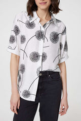 Printed 1/2 Sleeve Button-Up Shirt