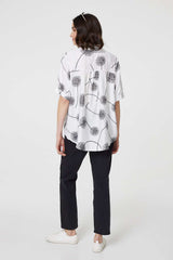 Printed 1/2 Sleeve Button-Up Shirt