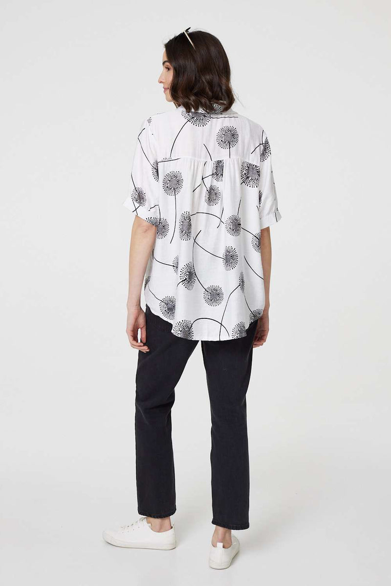 Printed 1/2 Sleeve Button-Up Shirt