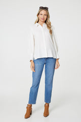 Plain Puff Sleeve Button-Up Shirt