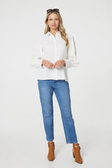 Plain Puff Sleeve Button-Up Shirt