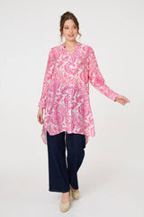 Paisley Print Relaxed Longline Shirt