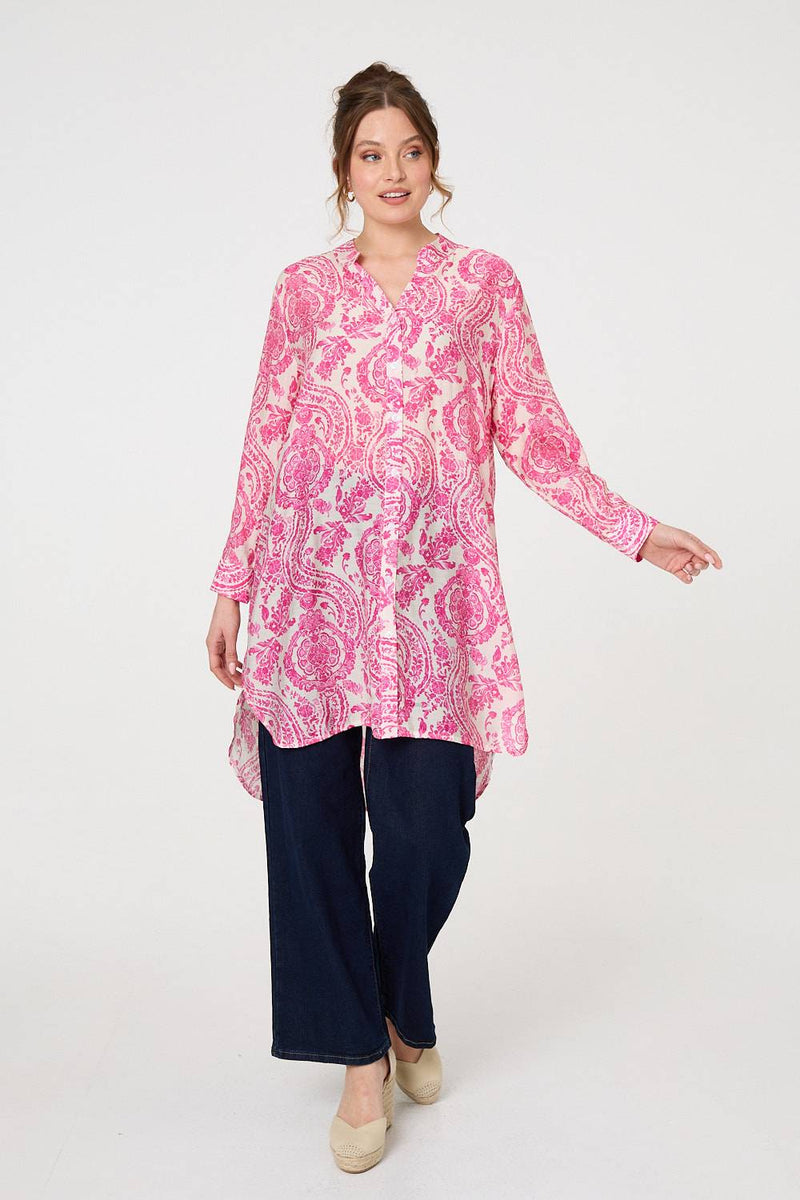 Paisley Print Relaxed Longline Shirt