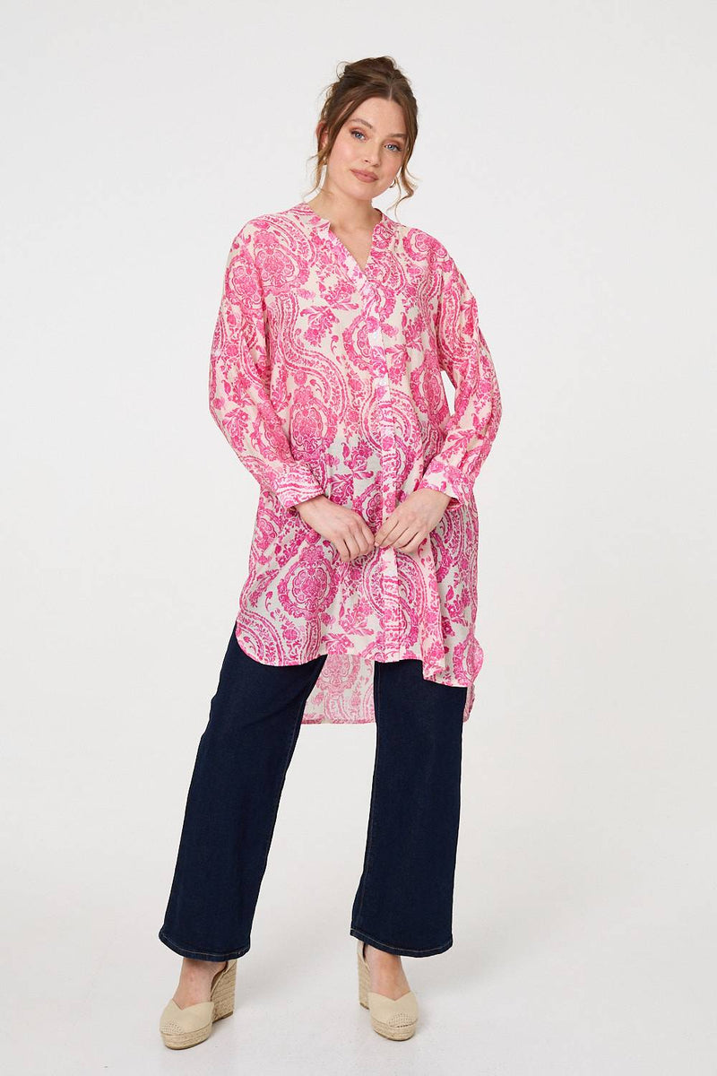 Paisley Print Relaxed Longline Shirt