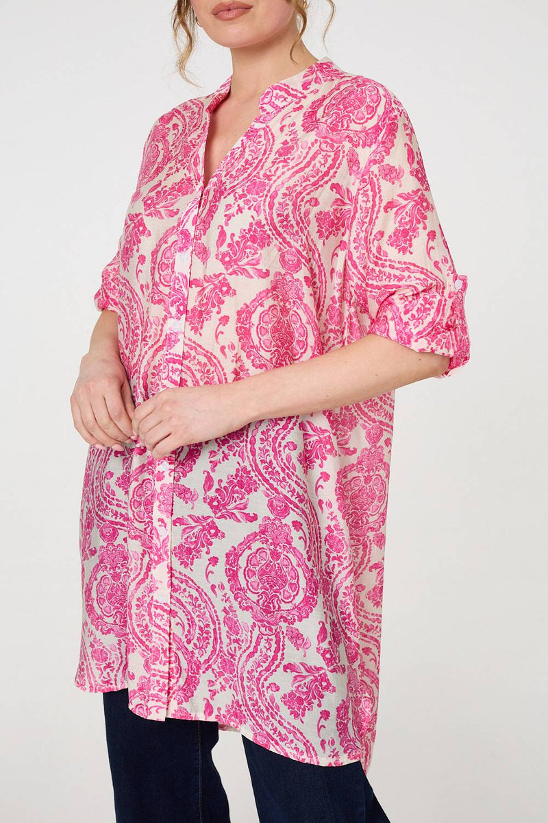 Paisley Print Relaxed Longline Shirt