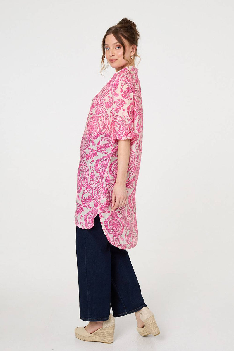Paisley Print Relaxed Longline Shirt