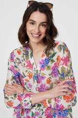 Floral Long Sleeve Longline Blouse