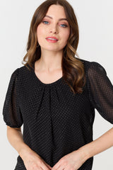 Polka Dot Print Semi Sheer Blouse