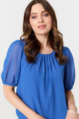 Polka Dot Print Semi Sheer Blouse
