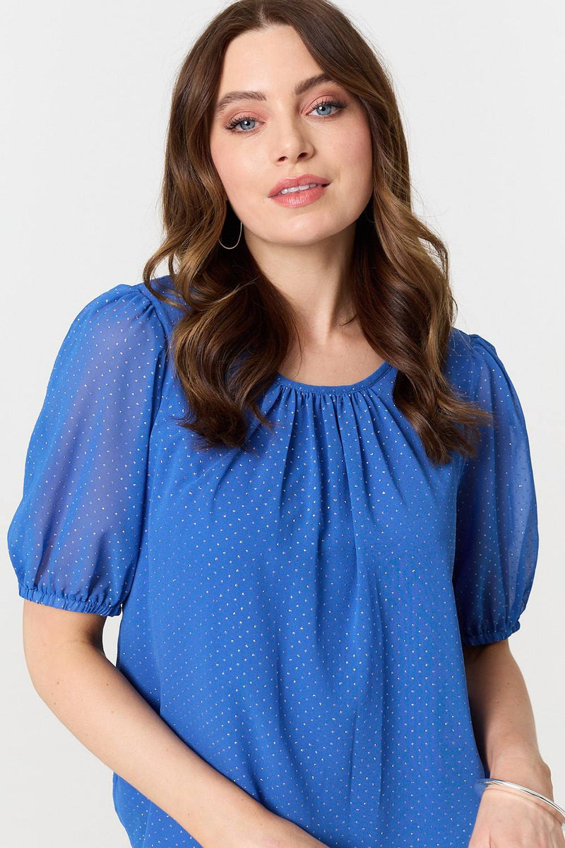 Polka Dot Print Semi Sheer Blouse