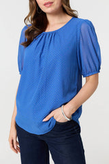 Polka Dot Print Semi Sheer Blouse