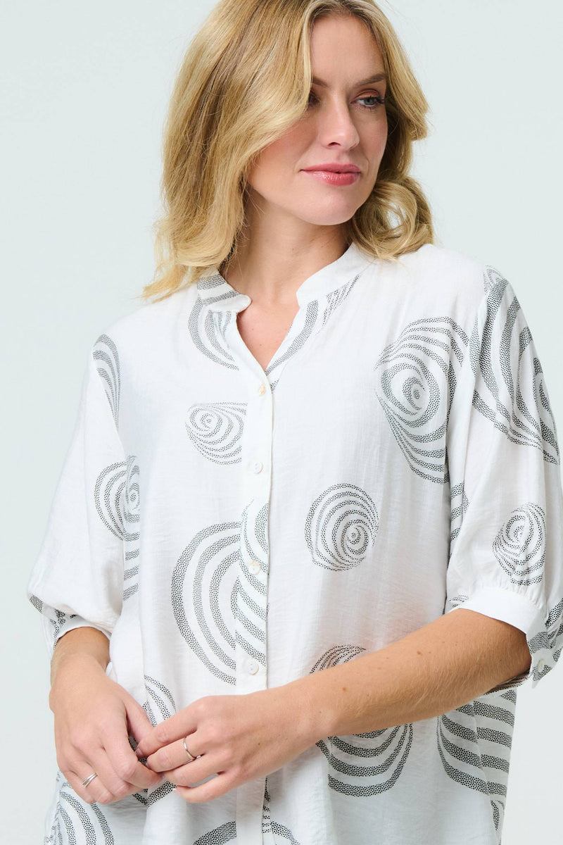 Printed Relaxed 3/4 Sleeve Blouse