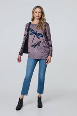 Dragonfly Print Long Sleeve Tunic Top