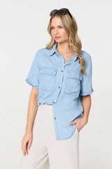 Short Sleeve Boxy Pocket Detail Shirt