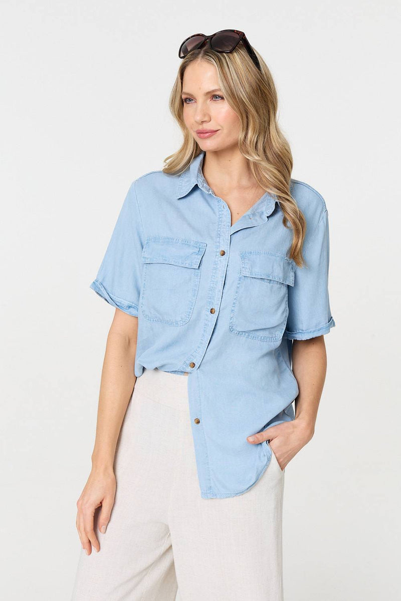 Short Sleeve Boxy Pocket Detail Shirt