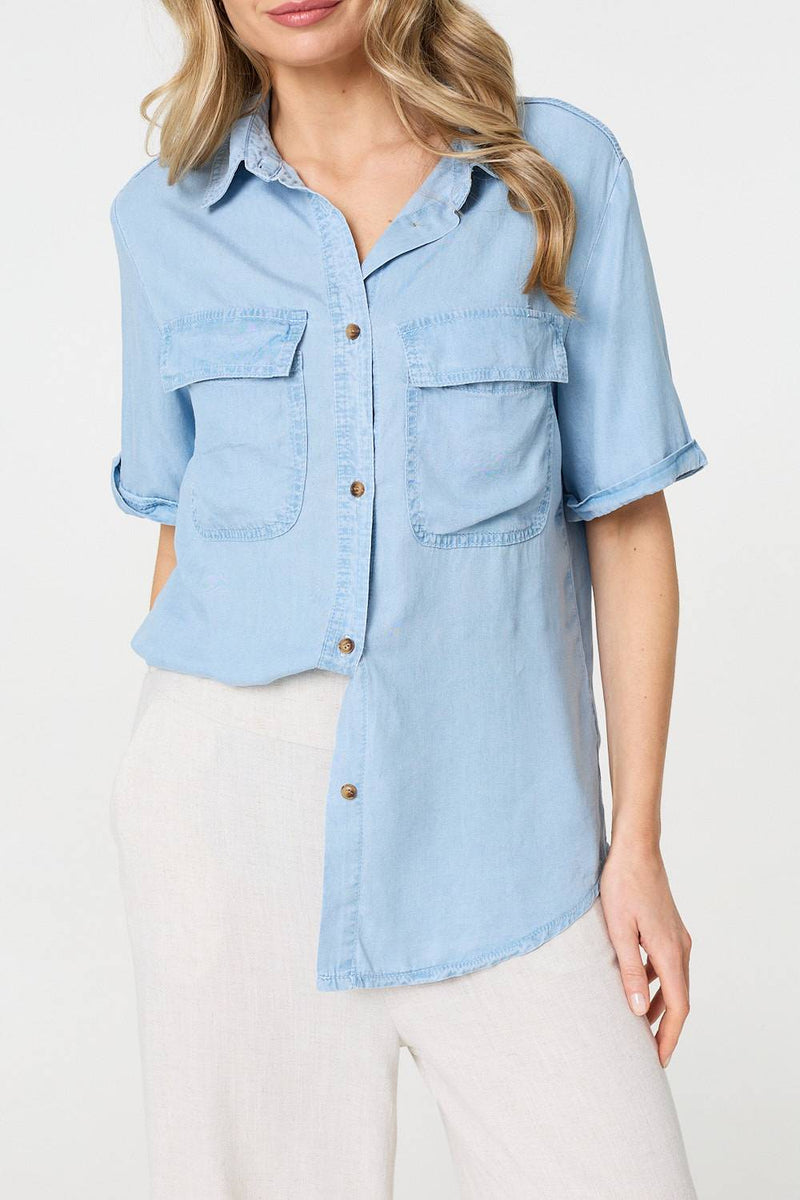 Short Sleeve Boxy Pocket Detail Shirt