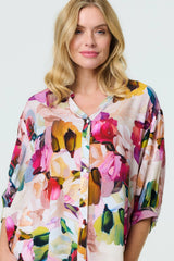 Brushstroke Print 3/4 Sleeve Shirt