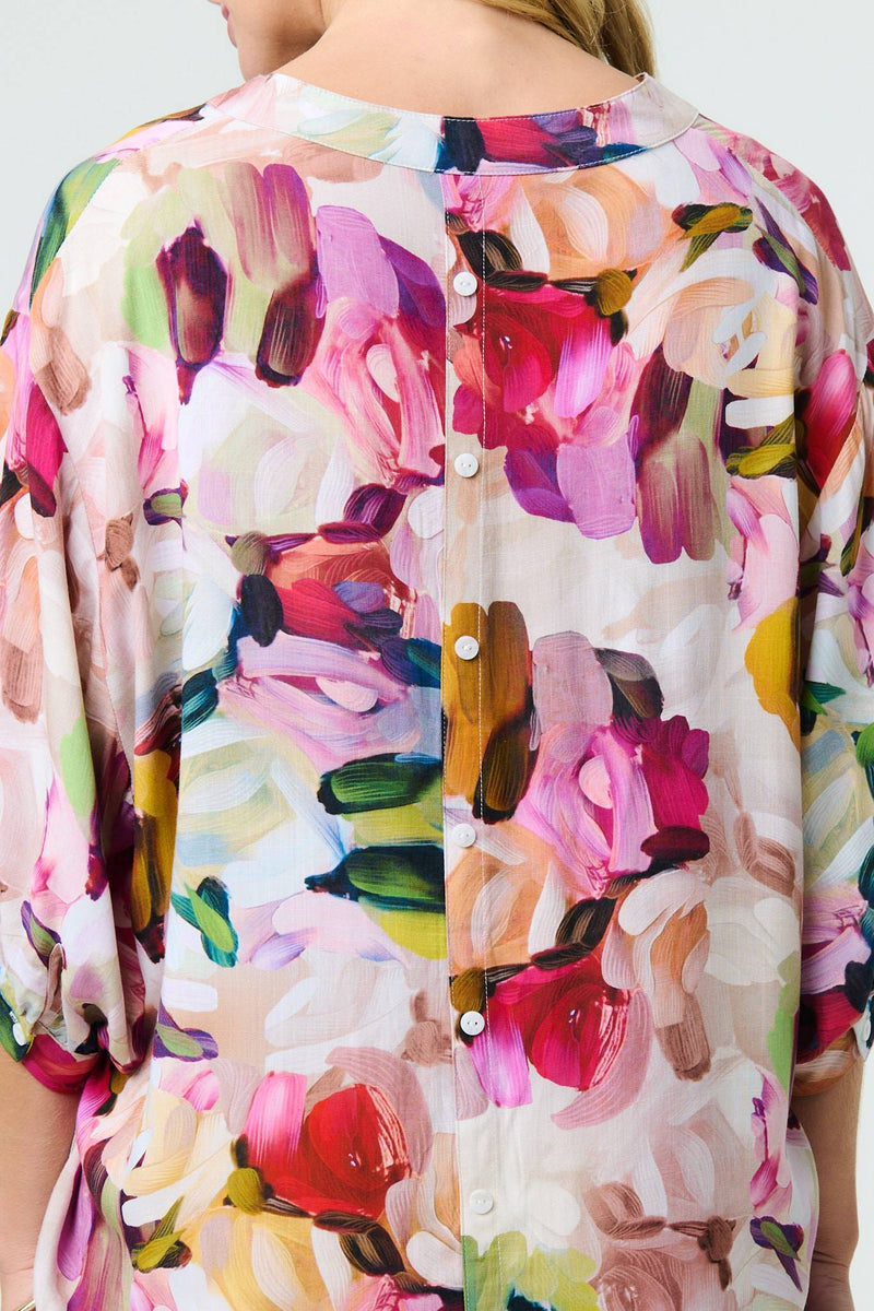 Brushstroke Print 3/4 Sleeve Shirt