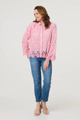 Embroidered Lace Long Sleeve Shirt