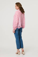 Embroidered Lace Long Sleeve Shirt