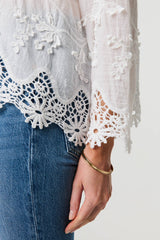 Embroidered Lace Long Sleeve Shirt