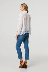 Embroidered Lace Long Sleeve Shirt