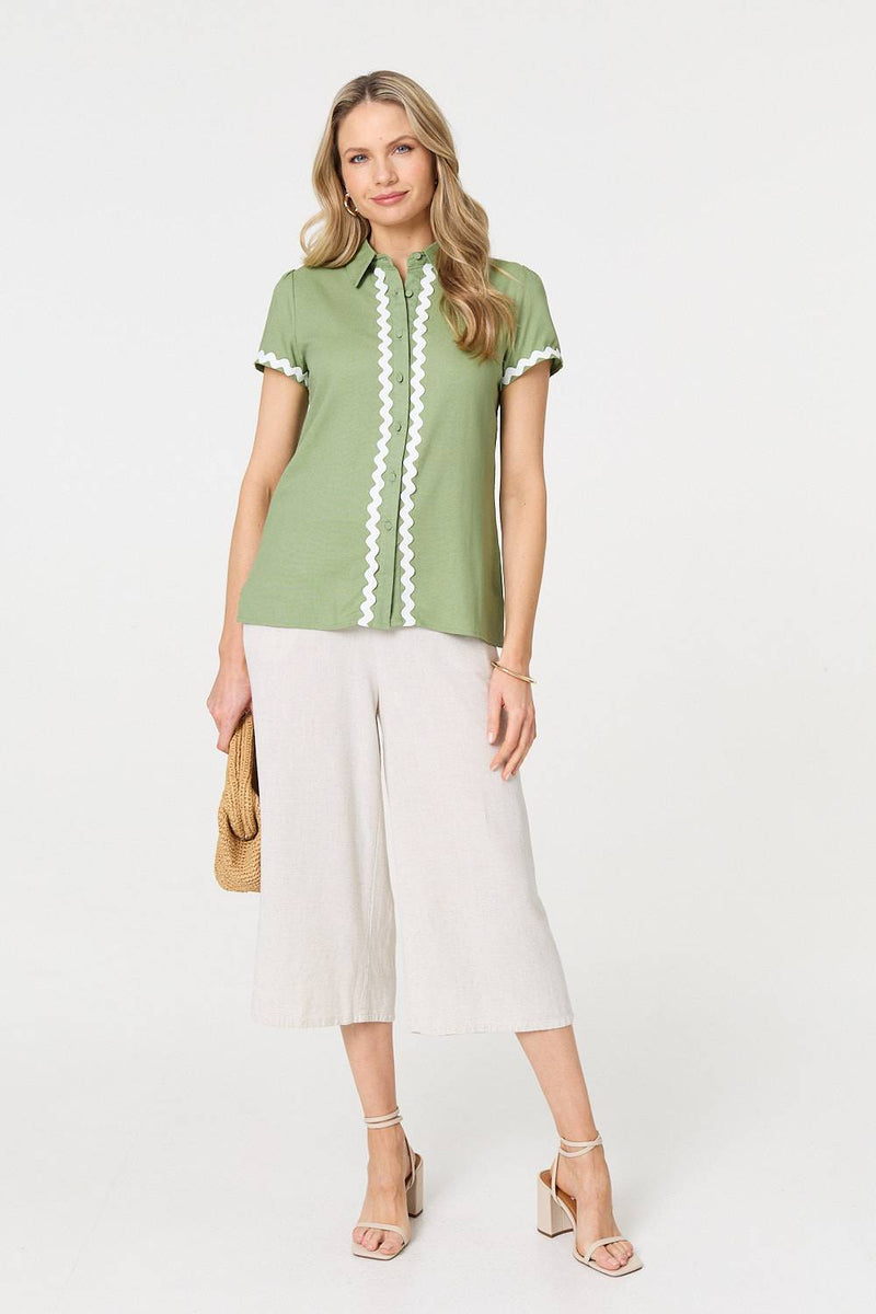 Zig Zag Trim Short Sleeve Shirt