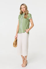 Zig Zag Trim Short Sleeve Shirt