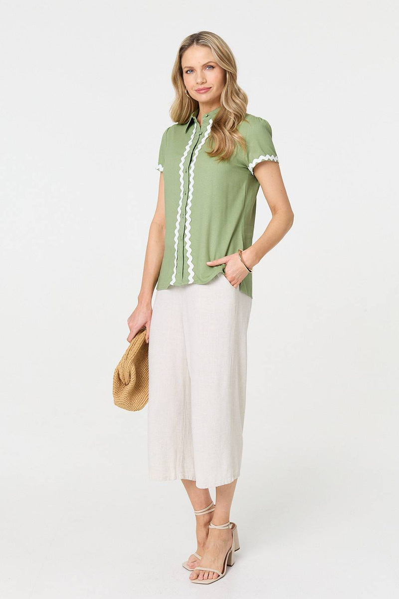 Zig Zag Trim Short Sleeve Shirt