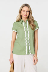 Zig Zag Trim Short Sleeve Shirt