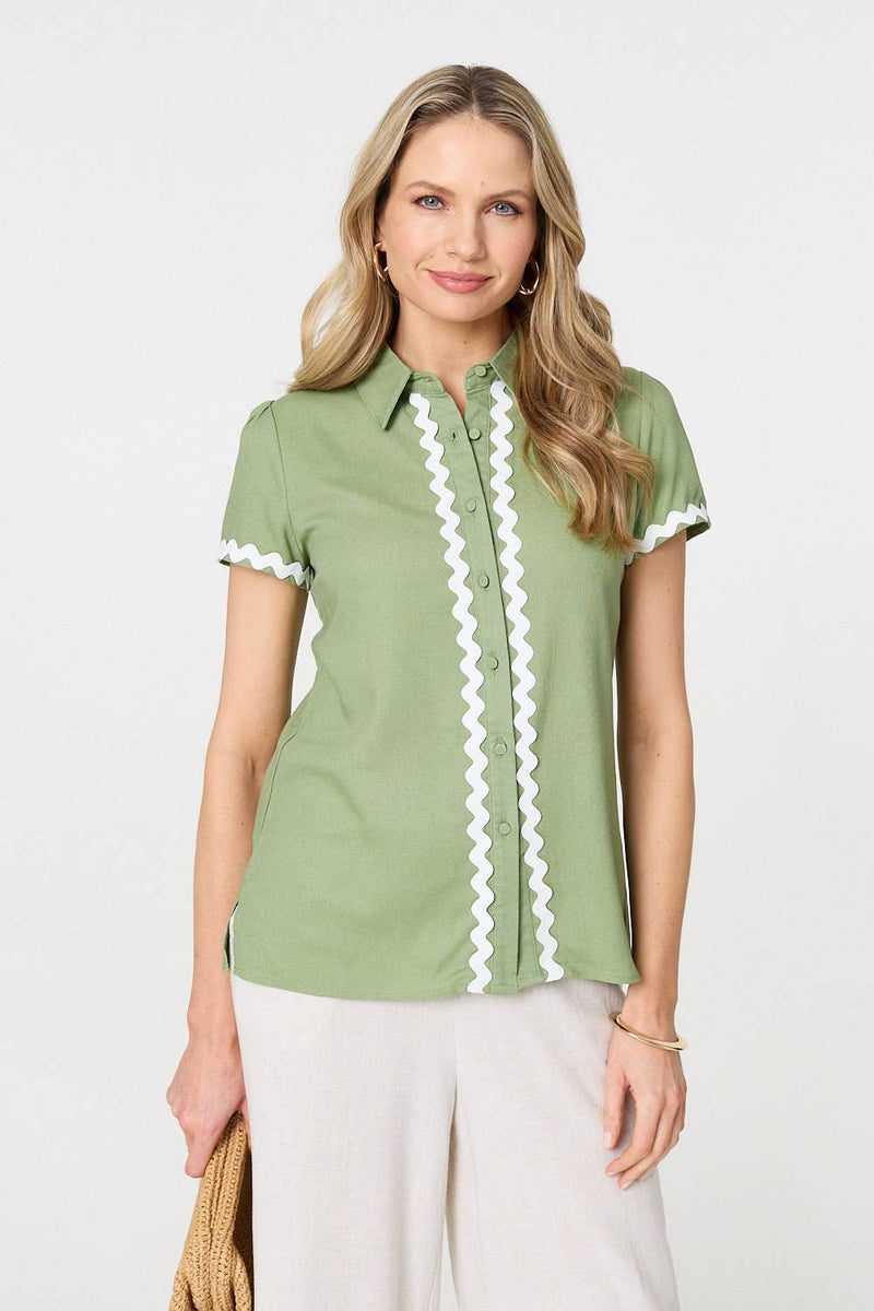 Zig Zag Trim Short Sleeve Shirt
