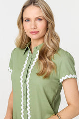 Zig Zag Trim Short Sleeve Shirt