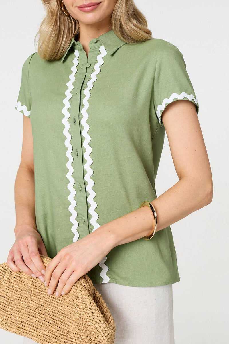 Zig Zag Trim Short Sleeve Shirt