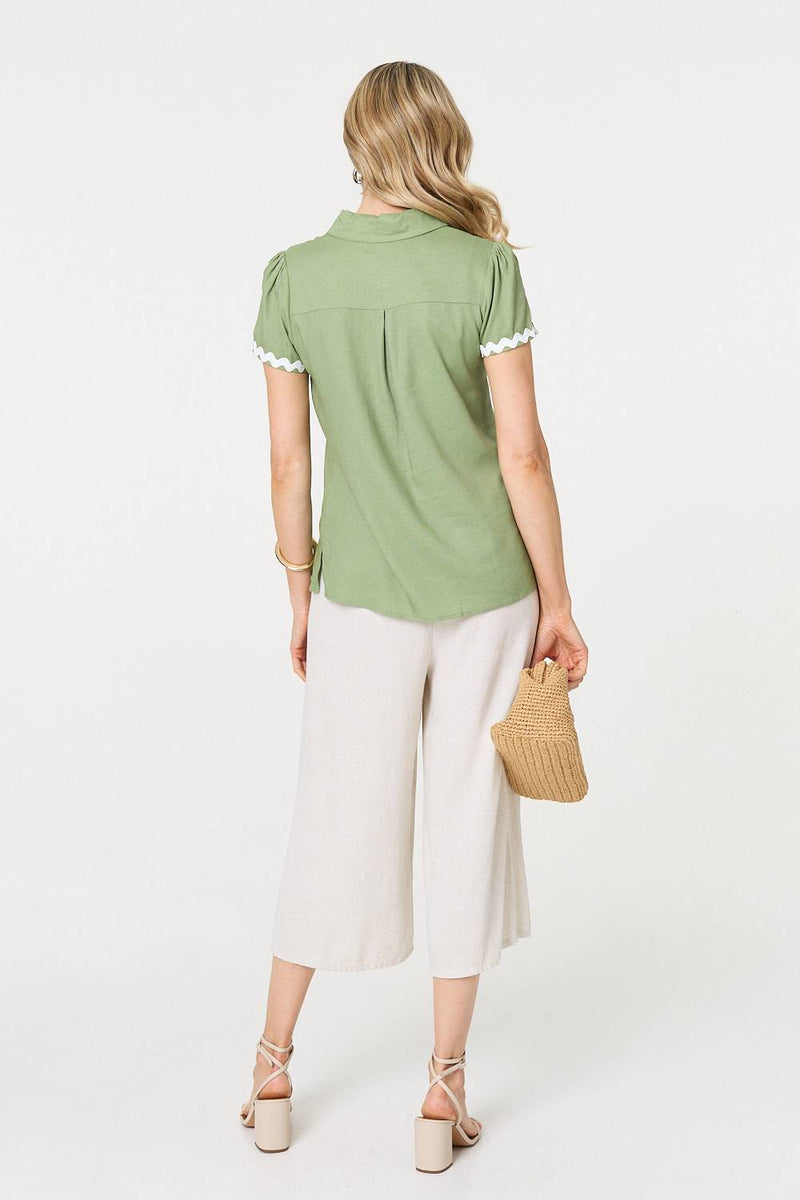Zig Zag Trim Short Sleeve Shirt