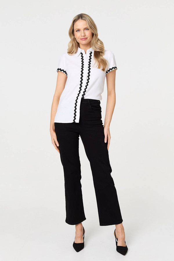 Zig Zag Trim Short Sleeve Shirt