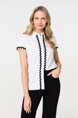 Zig Zag Trim Short Sleeve Shirt