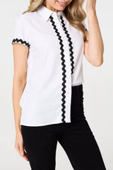 Zig Zag Trim Short Sleeve Shirt