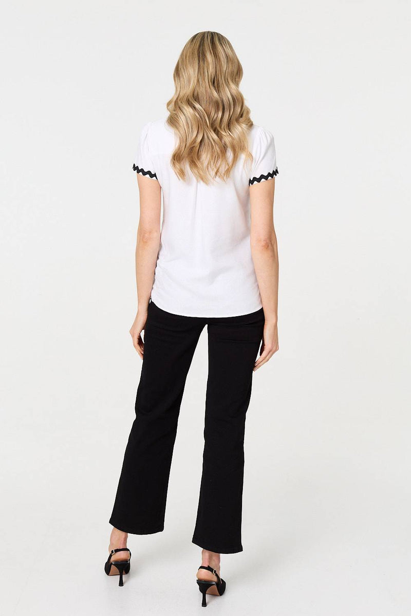 Zig Zag Trim Short Sleeve Shirt