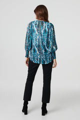 Animal Print Semi Sheer Blouse Top