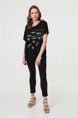 Sparkly Embellished Relaxed T-Shirt