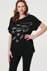 Sparkly Embellished Relaxed T-Shirt