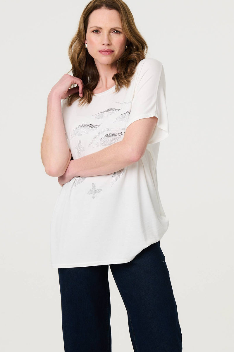 Sparkly Embellished Relaxed T-Shirt